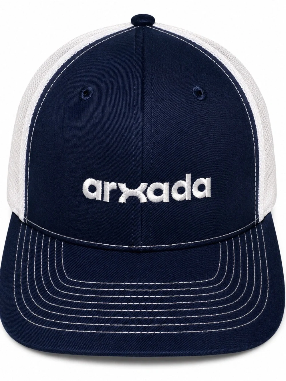 Navy and White Mesh Trucker Cap
